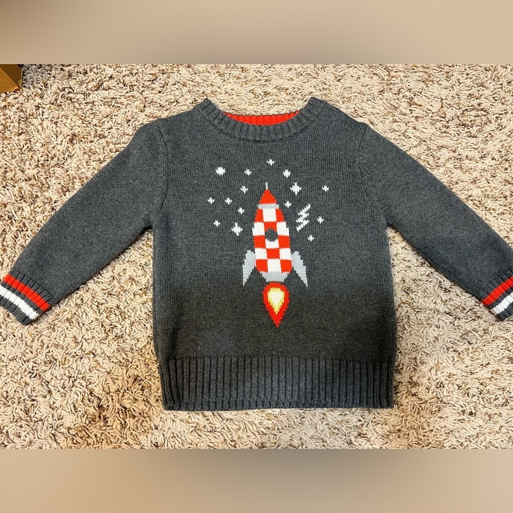 Cat & Jack Rocketship Sweater Heather Gray - Picture 3 of 11